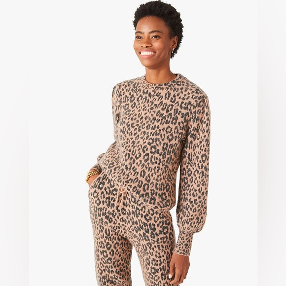 Kate Spade Leopard Dream Sweater Animal Print Wool Cashmere Blend Crewneck - Picture 3 of 11